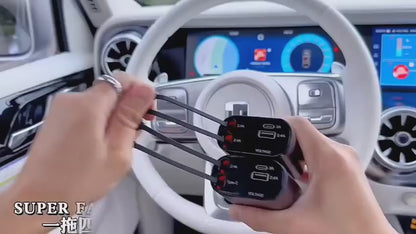 120W Fast Car Charger (2025 New Version) with 80CM Retractable – Simultaneous Charging for 4 Devices